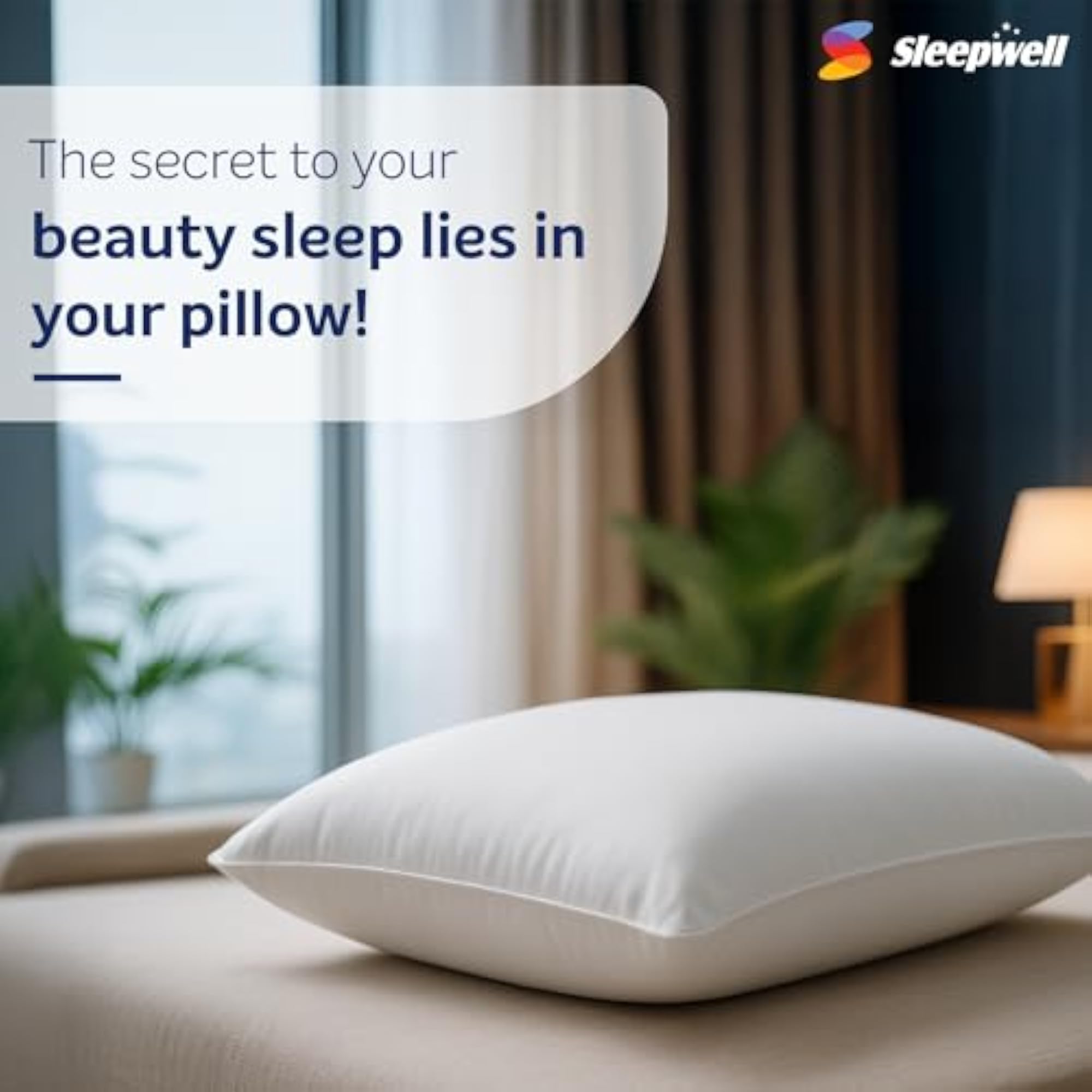 Huggs Classic Compact Soft Fibre-Fill Pillow, Hand Washable